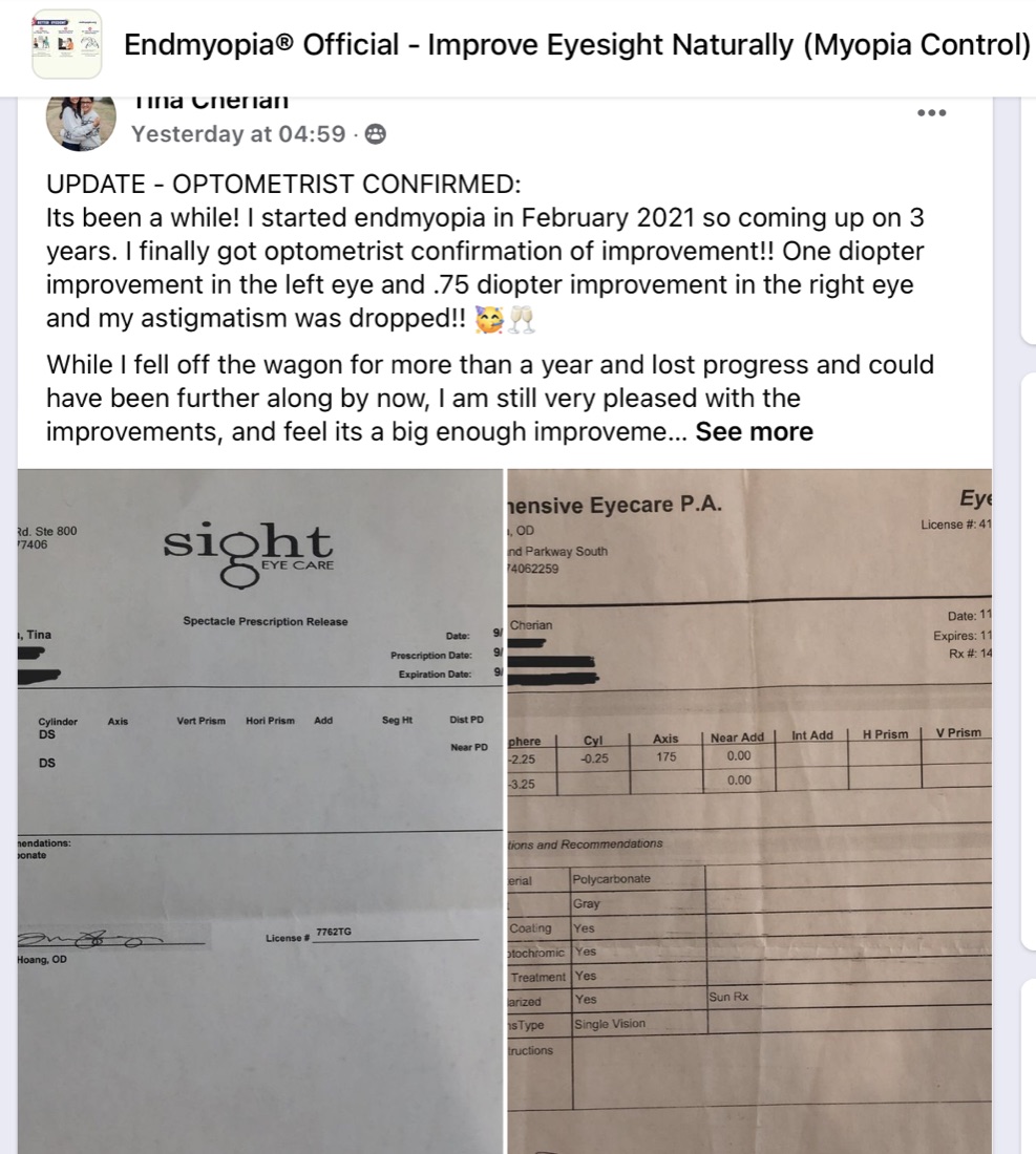Tina C.: -4.25 Diopters To -3.25