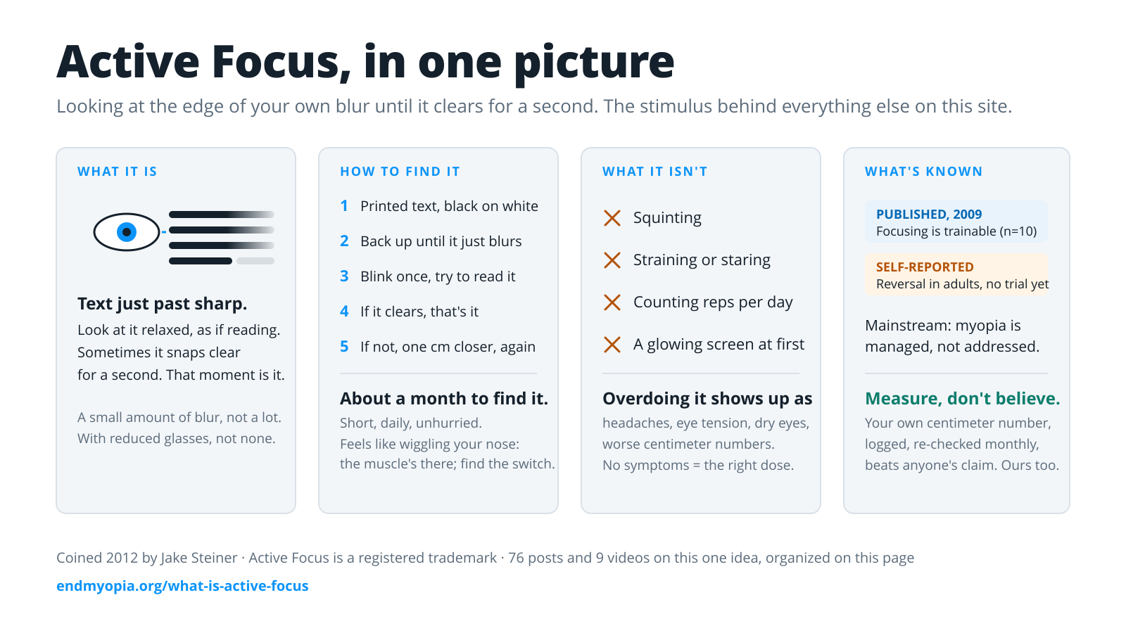 Active Focus in one picture: what it is, how to find it, what it is not, what is known